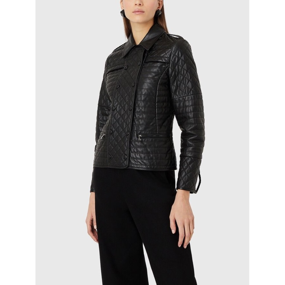 Emporio Armani Quilted Lamb‎ Leather Double Breasted Jacket 1000$ Size 46 qq24